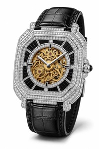 Luxury Men's Mechanical <b>Watch</b> Polygon Case Diamond Bezel <b>Black</b> Leather Strap Analog Stainless Steel - Product Image 5