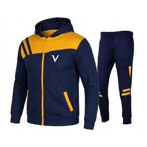 Adult Unisex Washed Hooded Casual Lightweight Winter Solid <b>Tracksuit</b> Blue <b>Yellow</b> Color Long Sleeve Regular Fleece Sports Jogging - Product Image 1