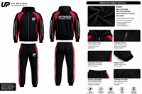 Ensemble de survêtement premium pour homme, hiver, noir et rouge, respirant, léger, avec veste zippée et pantalon de jogging, style streetwear personnalisé