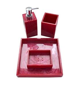 Ensemble de salle de bain 4 pièces en résine effet tourbillon pour la maison, comprenant un distributeur de savon, un porte-brosse à dents et un plateau de vanité, à prix de gros abordable - Product Image 2