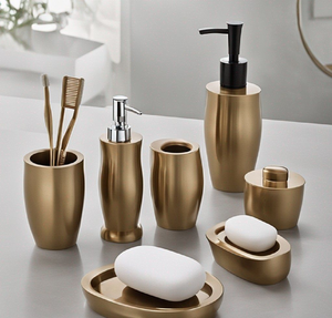 Juego de Accesorios de Baño Metcraft, Elegante, de Acero Dorado, Textura Brillante Moderna, Seis Piezas, Fácil de Limpiar, Disponible al por Mayor - Product Image 4