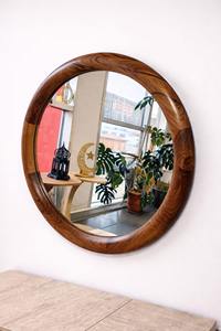 Espejo de Pared Redondo Decorativo de Madera, Espejo de Pared Minimalista de Madera para Decoración Moderna de Sala de Estar, Espejo Colgante al por Mayor - Product Image 2