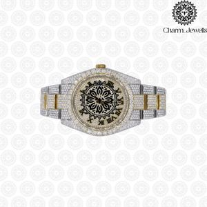 Charm_Jewells Luxury Stainless Steel Diamond Encrusted Analog Quartz <b>Watch</b> Women's Fashion 38mm Round Case Folding Clasp - Product Image 3