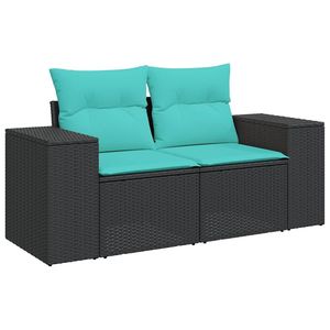 Juego de sofás de jardín de ratán sintético negro de 9 piezas con cojines, colección de muebles de patio - Product Image 4