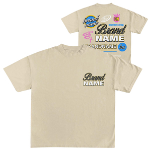 Camiseta de manga corta beige para hombre de la marca NAME, cuello redondo, corte regular, informal, con estampado de letras, de algodón tipo jersey, estilo urbano, corte holgado. - Product Image 1
