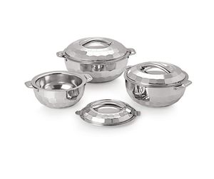 Ensemble de casseroles / marmites isothermes classiques en acier inoxydable poli miroir, écologiques, avec couvercle et poignées latérales, Diamond Hotpot - Product Image 1