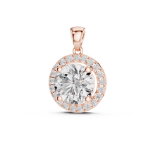 Pendentif Moissanite taille brillant 3,2 carats avec halo, plaqué or rose, en argent sterling 925, forme fleur, sertissage griffe, bijou tendance