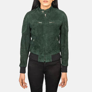 Blouson bomber en daim vert pour homme, coupe classique ajustée, vêtement d'extérieur léger, poignets et col côtelés, fermeture éclair sur le devant, daim synthétique doux - Product Image 4