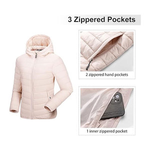 <b>Womens</b> <b>Packable</b> Lightweight Full Zip Puffer <b>Jacket</b> with Hood Quilted Winter Coat Casual Comfortable Warm Cozy Everyday Wear - Product Image 3