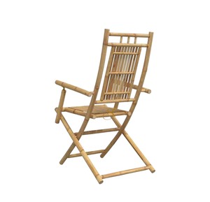 Chaise de salle à manger moderne et contemporaine en bambou avec accoudoirs, portable, pour usage extérieur et hôtelier, chaise pliante en bois naturel écologique - Product Image 2