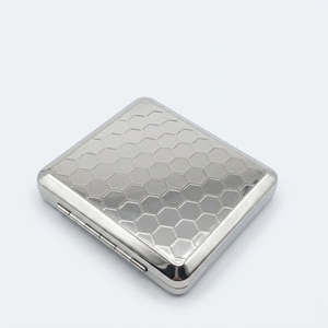 Étui à cigarettes en métal moulé sous pression de luxe vintage, portable, fin, en acier inoxydable avec motif nid d'abeille, vente en gros - Product Image 2