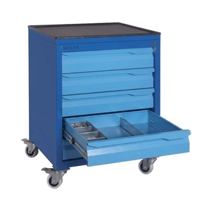 Armoire à outils mobile NEXTN à 5 tiroirs, avec serrure à clé, roulettes, style industriel, bleu, capacité de charge de 250 kg, personnalisable OEM - Product Image 2