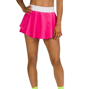 Women's Pink Pleated Mini <b>Skirt</b> Solid Color High Waist <b>Elastic</b> Band Sporty A-Line Satin Woven Polyester Summer <b>Skirt</b> - Product Image 1