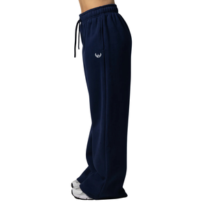 Women's Navy Blue Oversized Sweatpants with Elastic Waist Relaxed Fit Soft Fleece Jogger Pants Casual Gym Workout Lounge Active - Product Image 3