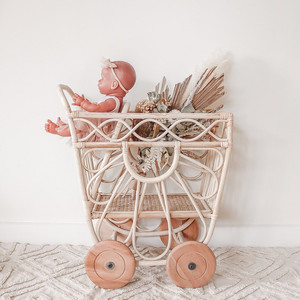 New Design Innovative Eco Friendly Natural Rattan Children Shopping <b>Trolley</b> Cart Kids Supermarket <b>Trolleys</b> - Product Image 5
