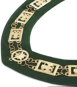 Collier de cérémonie du Rite écossais de 32e degré - Ailes en bas sur fond de velours vert, largeur de l'article 13 pouces, matériau métal - Product Image 6