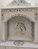 Nouveau temple traditionnel de pooja en marbre blanc Makrana de qualité supérieure |   Motifs d'éléphant et de paon sculptés avec précision, personnalisés pour les temples