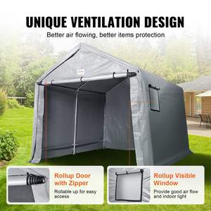 Compact 10x10x8.5 ft Outdoor <b>Storage</b> <b>Tent</b> Easy Access Zip Door Airy Windows Durable Season-Long Shelter <b>for</b> <b>Bikes</b> Garden - Product Image 2