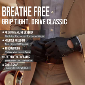 Gants de moto Samroz Sports en cuir véritable avec doublure en nylon, longueur poignet, respirants, écologiques, compatibles écran tactile, antidérapants - Product Image 6