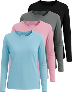 Camiseta de Punto de Manga Larga para Mujer, Cuello Redondo, Corte Regular, Informal, para Todas las Temporadas, 100% Poliéster, Secado Rápido, Manga Larga, OEM - Product Image 2