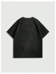 เสื้อยืดโอเวอร์ไซส์ผู้ชายแบบขายส่ง ผ้าคอตตอนหนานุ่มคุณภาพสูง คอกลม แขนสั้น ล้างสีแบบ Stone Washed สไตล์สตรีทแวร์ - Product Image 3