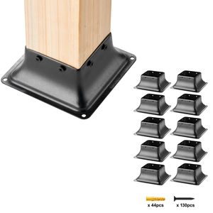 10 Pezzi Staffe per Pali in Acciaio Verniciato a Polvere 3.6"x3.6" Forma Quadrata Interna 4x4 Adatte per Pali di Ancoraggio Standard per Pavimentazione in Legno - Product Image 1