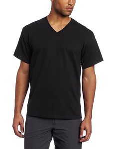 Camiseta cómoda para hombre, esencial, de manga corta, con etiqueta personalizada, color sólido, transpirable, para verano, con cuello en V. - Product Image 3