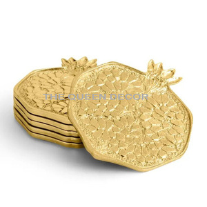 Trendy Design Hammered Texture Coaster Mats <b>Pads</b> Golden Finished Round Shape Aluminum Metal Coffee & Tea Use Dining Table - Product Image 2