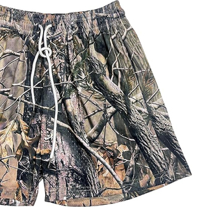 Pantalones Cortos Casuales de Camuflaje con Estampado de Hojas para Hombre y Mujer, 100% Poliéster, Tejido de Punto, Manga Corta, Cintura Elástica, para Parejas - Product Image 4