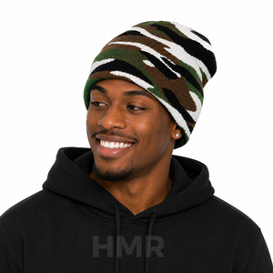HMR Sisterhood Brotherhood, bonnets en acrylique de haute qualité, tricotés, à revers, camouflage, unisexes, avec logo personnalisé - Product Image 3