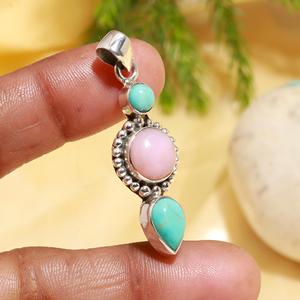 Ensemble de pendentifs en laiton avec pierre précieuse turquoise Arizona pour enfants, bijoux fantaisie avec placage argent antique et matériaux en vrac - Product Image 3