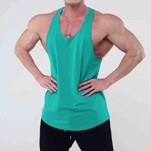Camiseta sin Mangas para Hombre, Cuello en V, Tejida, Informal, Color Verde Sólido, Transpirable, 100% Poliéster - Product Image 1