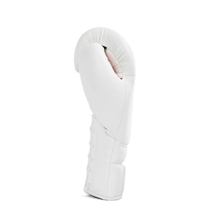 Guantes de Boxeo Personalizados Blancos y Rojos, Guantes de Entrenamiento de Kick Boxing Personalizables con Cordones y Correa de Gancho y Bucle, Cuero Genuino - Product Image 4