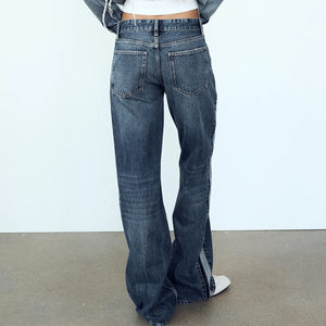 High Quality Casual & Street Wear Tie Waist <b>Baggy</b> <b>Jeans</b> for <b>Women</b> Factory Rate Mid-Rise Light Washed Denim Pants for <b>Women</b> - Product Image 2