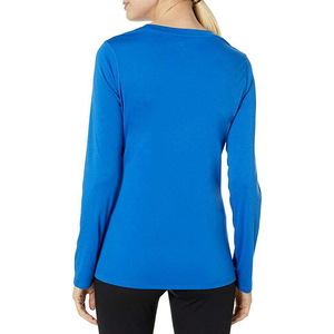 T-shirt à manches longues col rond pour femme, 100 % coton, coupe oversize, anti-boulochage, décontracté, sport, logo imprimé sur le devant - Product Image 5