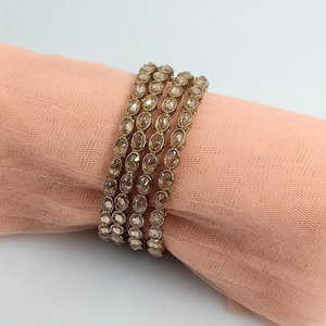 Conjunto de pulseras y brazaletes de piedra de cristal chapados en oro Colección de joyas elegantes y lujosas - Product Image 1