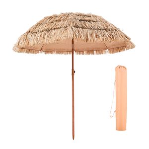 Ombrellone da Patio Hawaiano con Tetto in Paglia da 6 Piedi, Inclinabile e con Telaio in PP Resistente - Impermeabile e Protezione UV - Product Image 1