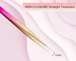 Pince à épiler inclinée de haute qualité pour cils, avec revêtement dégradé de précision, outil essentiel pour l'application de faux cils - Product Image 3