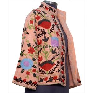 Chaqueta Bomber de Mujer con Cuello en V, Diseño Floral Vintage, Bordado Suzani TNT, Ecológica, Transpirable, de Secado Rápido, Tejido de Algodón - Product Image 4