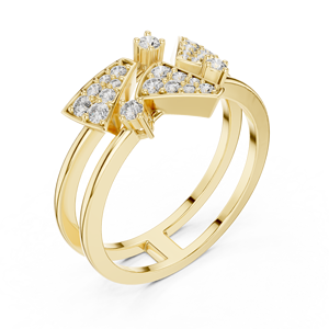 Bague en moissanite géométrique triangulaire de luxe en argent sterling 925 plaqué or 14 carats |   Bague moderne ouverte à double bande pour femme - Product Image 2