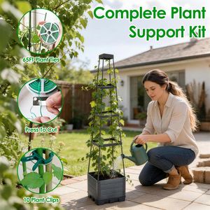 Set di 2 Fioriere Autoirriganti per Pomodori da 142 cm, per Interni ed Esterni, con Spalliera e 4 Altezze Regolabili - Product Image 5