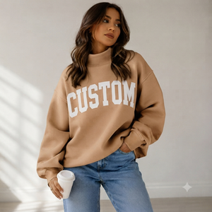 Sweat-shirt oversize à col montant pour femme en molleton brossé doux, à épaules tombantes, vêtement décontracté vierge de qualité supérieure - Product Image 1