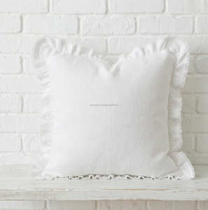 Housse de coussin décorative en coton de 20 × 20 pouces, couleur taupe, avec bord à volants, pour un décor luxueux et discret - Product Image 3