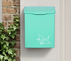 Boîte aux lettres élégante en métal galvanisé vert avec design mural, idéale pour la livraison de courrier, de journaux et de colis. - Product Image 2