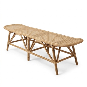 Nuevo Banco de Ratán Tejido Moderno y Minimalista, Mueble de Madera Ecológico y Portátil para Jardín, Patio, Terraza y Parque - Product Image 1