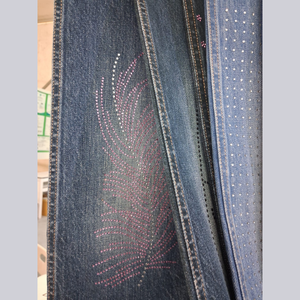 Women streetwear oem custom casual denim loose fit wide leg rhinestone <b>studded</b> black wash ladies jeans for trendy street style - Product Image 6