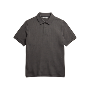 Chemise en tricot gaufré noir pour homme, manches courtes, décontractée, respirante, séchage rapide, coupe classique, rayée, 100% coton, brodée - Product Image 3