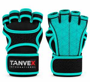 TANVEX INTERNATIONAL PU Half <b>Finger</b> Gym Gloves Mesh Breathable Non-Slip Adjustable Wrist <b>Strap</b> Fitness Training Glove - Product Image 1