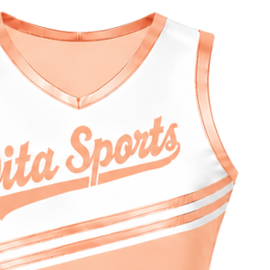 <b>Coral</b> Cheerleading Jersey Sleeveless Crop <b>Top</b> Breathable Sports Uniform Custom Team Performance Athletic Wear Apparel - Product Image 3