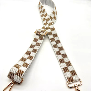 Sangle de sac à perles transparente pour sac de stade, sangle réglable dorée et blanche pour sac de jour de match, sangle de remplacement faite à la main pour sac à bandoulière C - Product Image 1